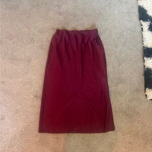 Old Navy Burgundy Midi Satin Skirt